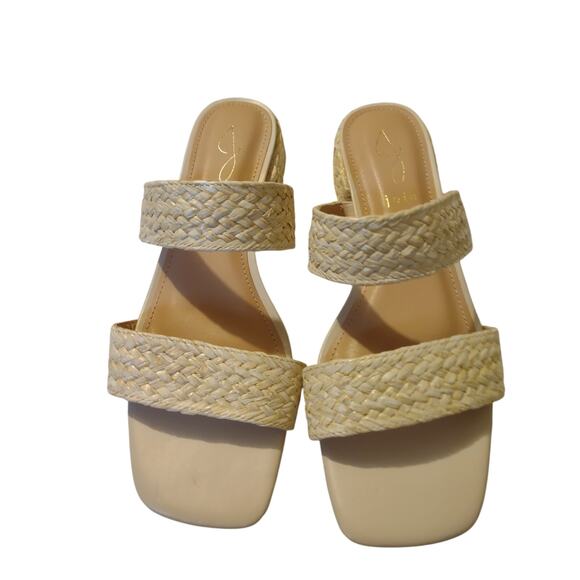 Joie Niki Raffia Braided Straw Sandals 8.5 Timeless Square Toe Preppy Summer - Picture 4 of 7
